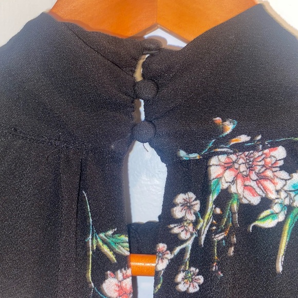 🌸 H&M Black Floral Midi Dress | Tie Neck | 3/4 Sleeves | Sz S 🌸 - Picture 6 of 11